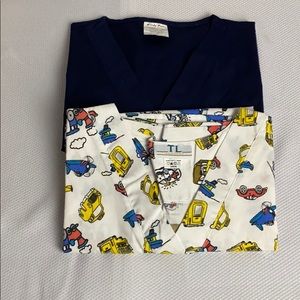 Novelty Cars Scrub & Black Scrub Tops Size L NWOT